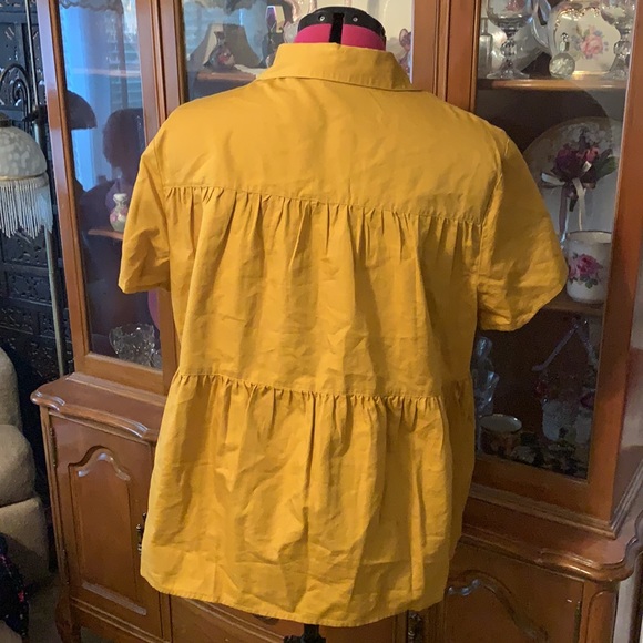 Time and True golden yellow tiered blouse xl - Picture 2 of 3